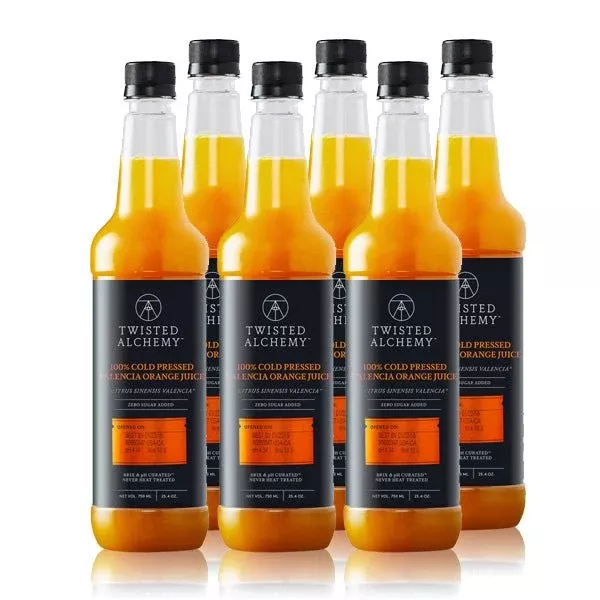 6 BOTTLES - 100% VALENCIA ORANGE JUICE FRESH COLD PRESSED
