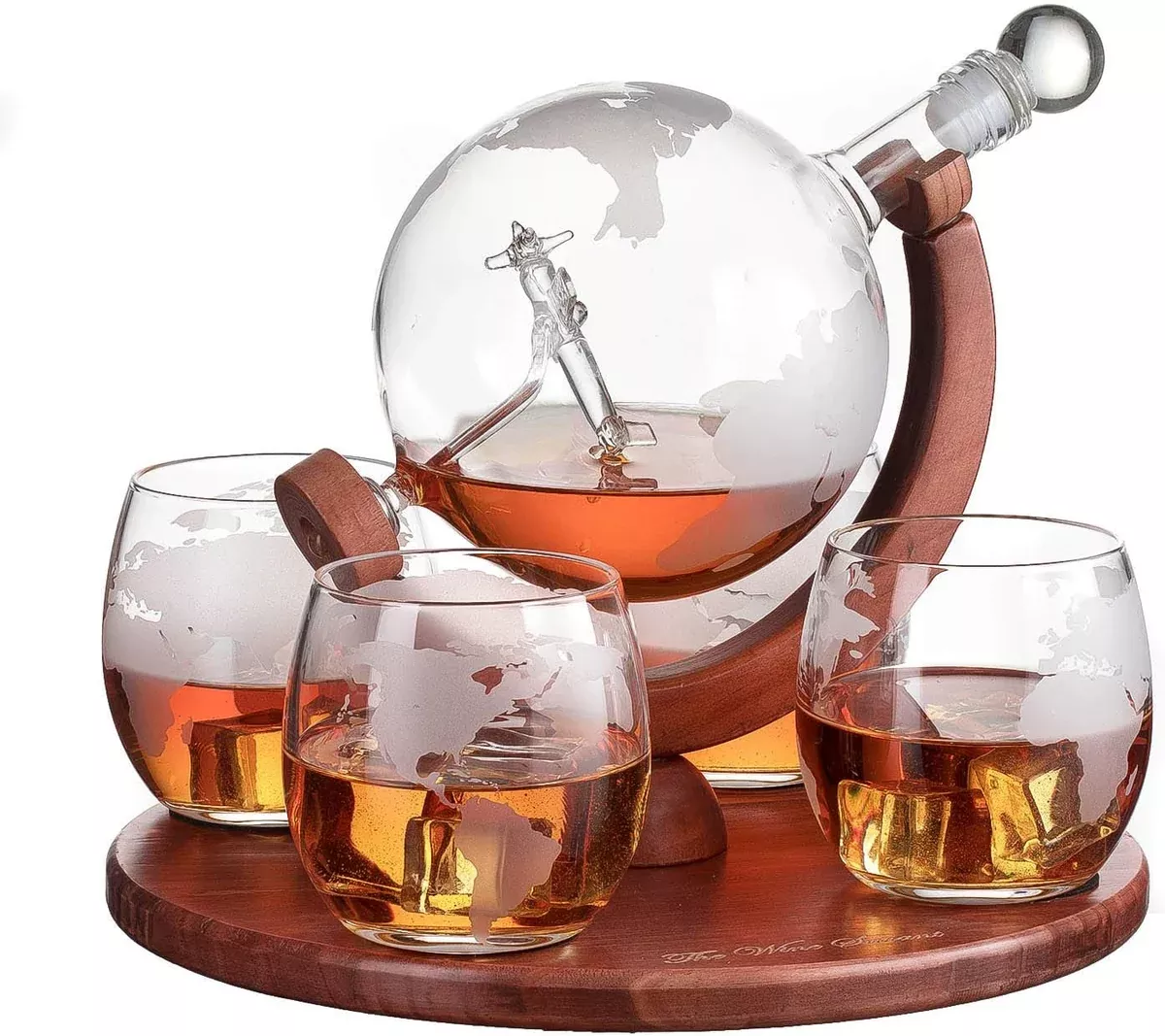 Airplane Globe Whiskey Decanter Premium Barware Gift Elegant Drinkware Collection
