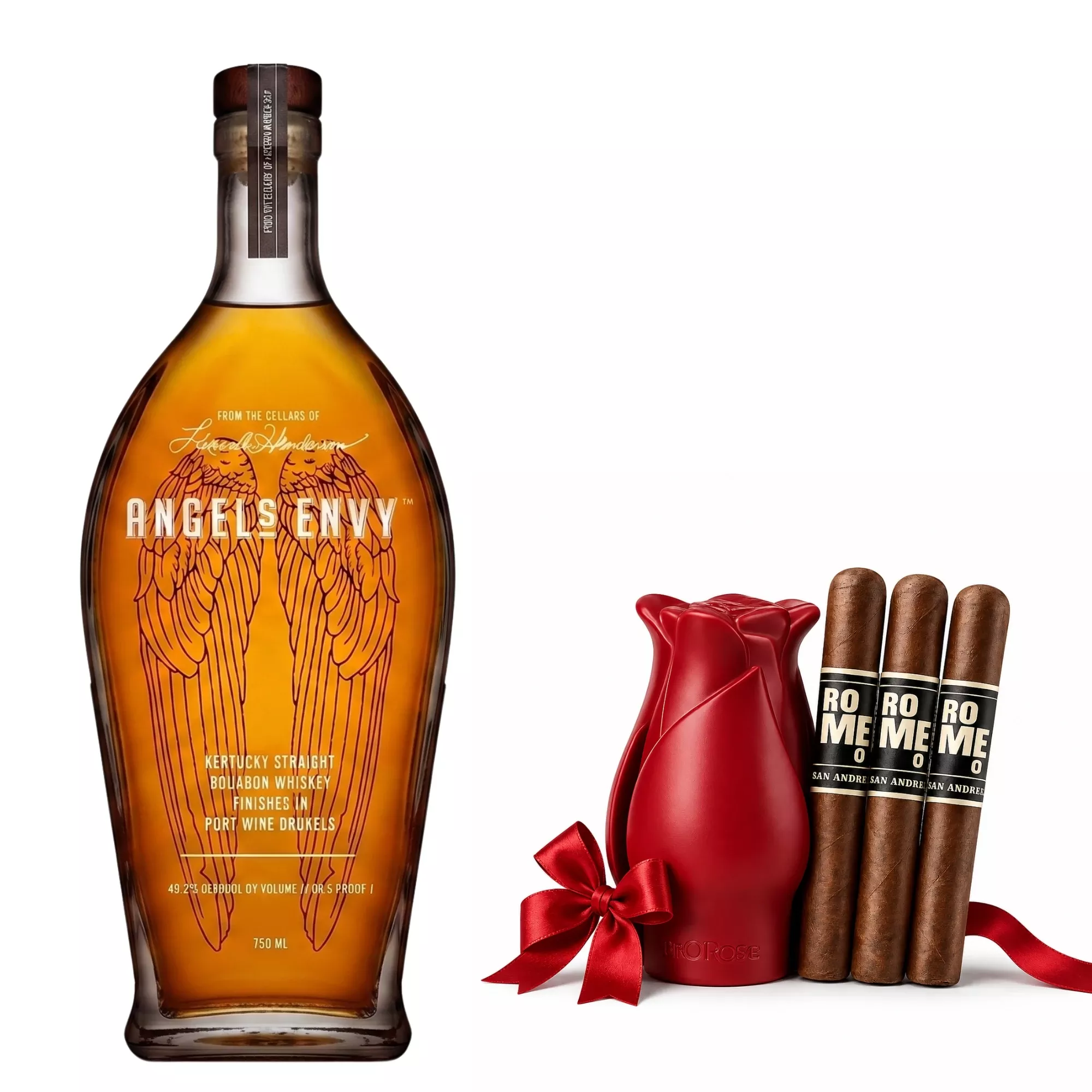 Angel's Envy Bourbon with Bro Rose & 3 Cigars Gift Set