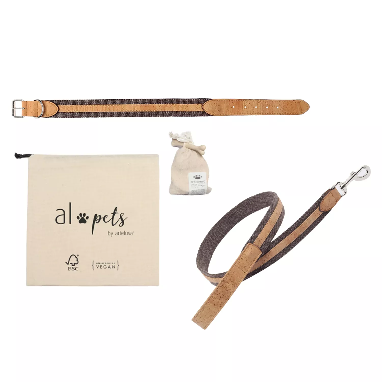 Artelusa Pet Bundle - Brown Fabric with Natural Cork - 35 MM