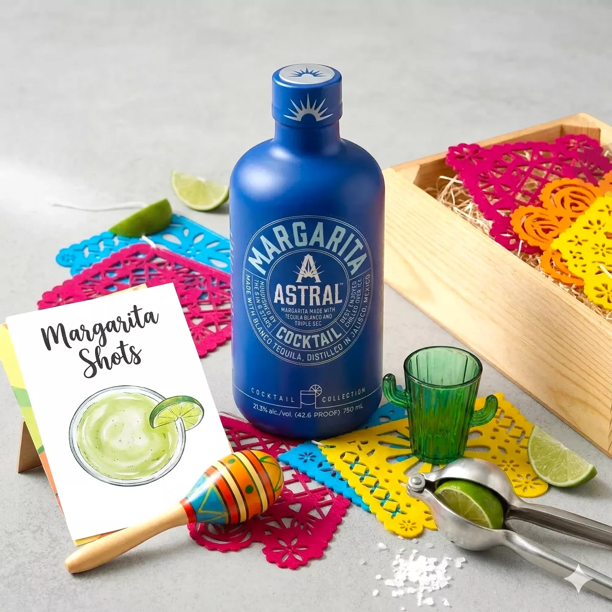 Astral Margarita Gift Set with Cactus Glasses & Maraca