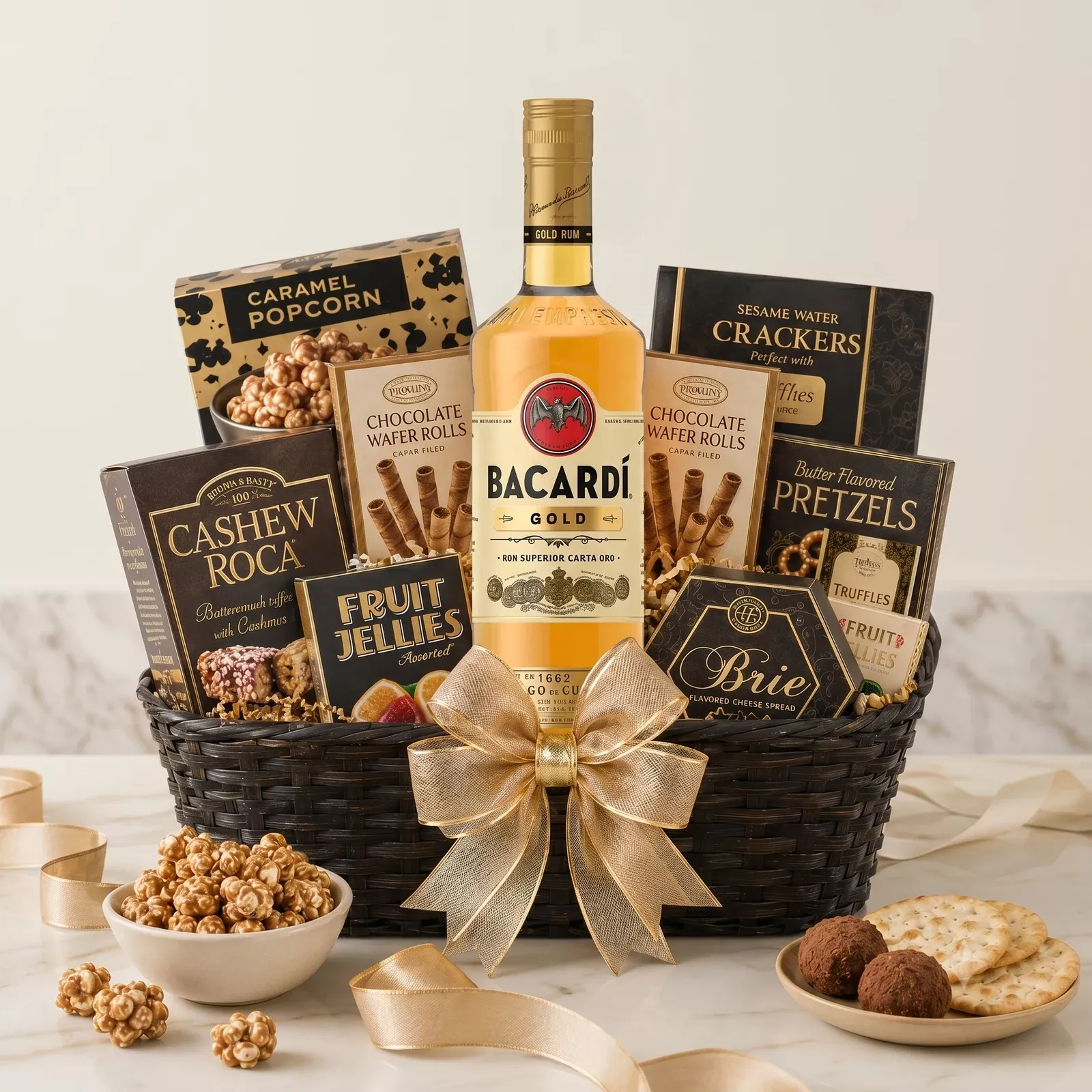 Bacardi Gold Rum Gift Basket
