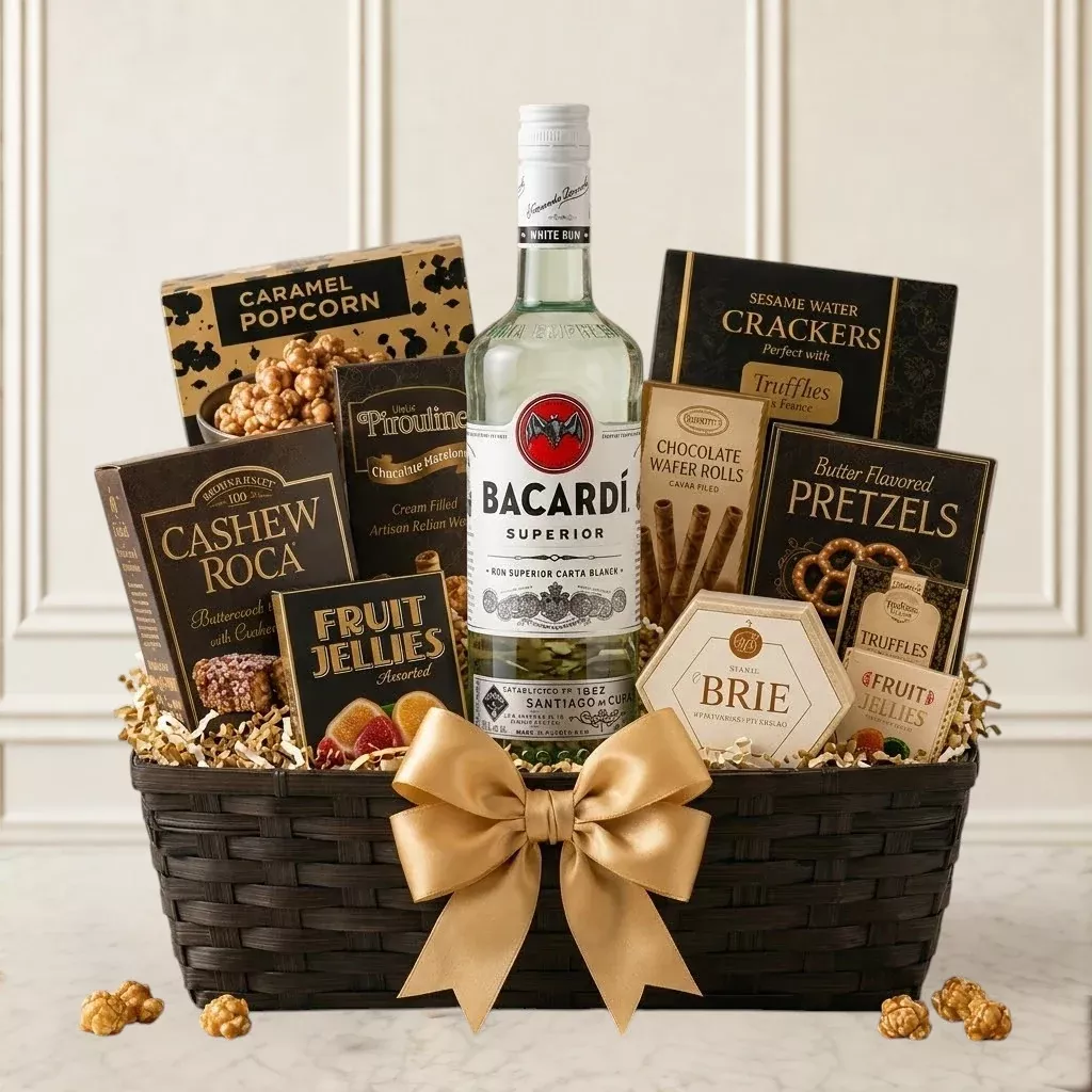 Bacardi Superior Light Rum Gift Basket