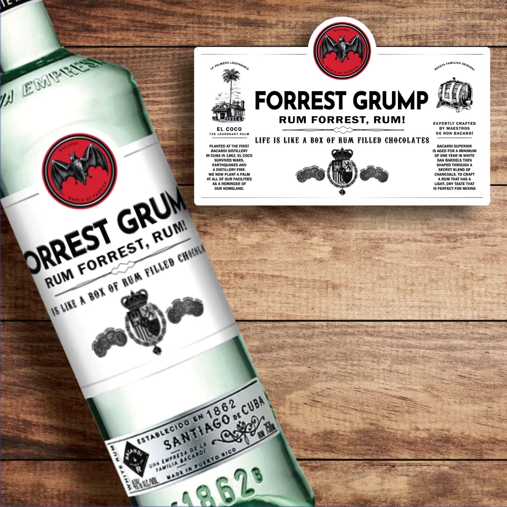 Bacardi Superior Rum Custom Label Bottle