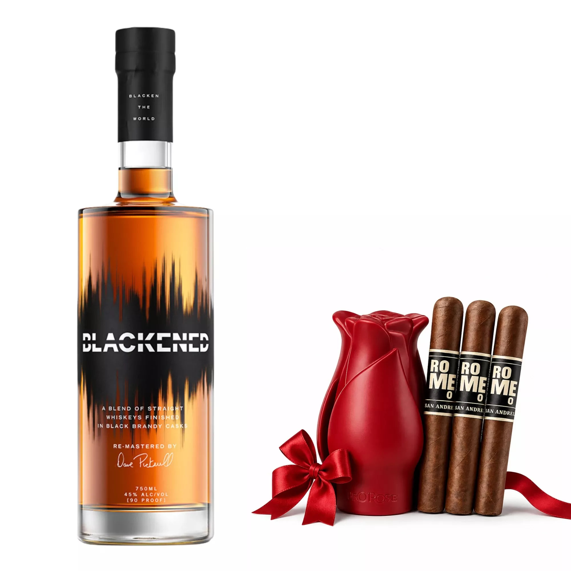 Blackened American Whiskey with Bro Rose & 3 Cigars Gift Set