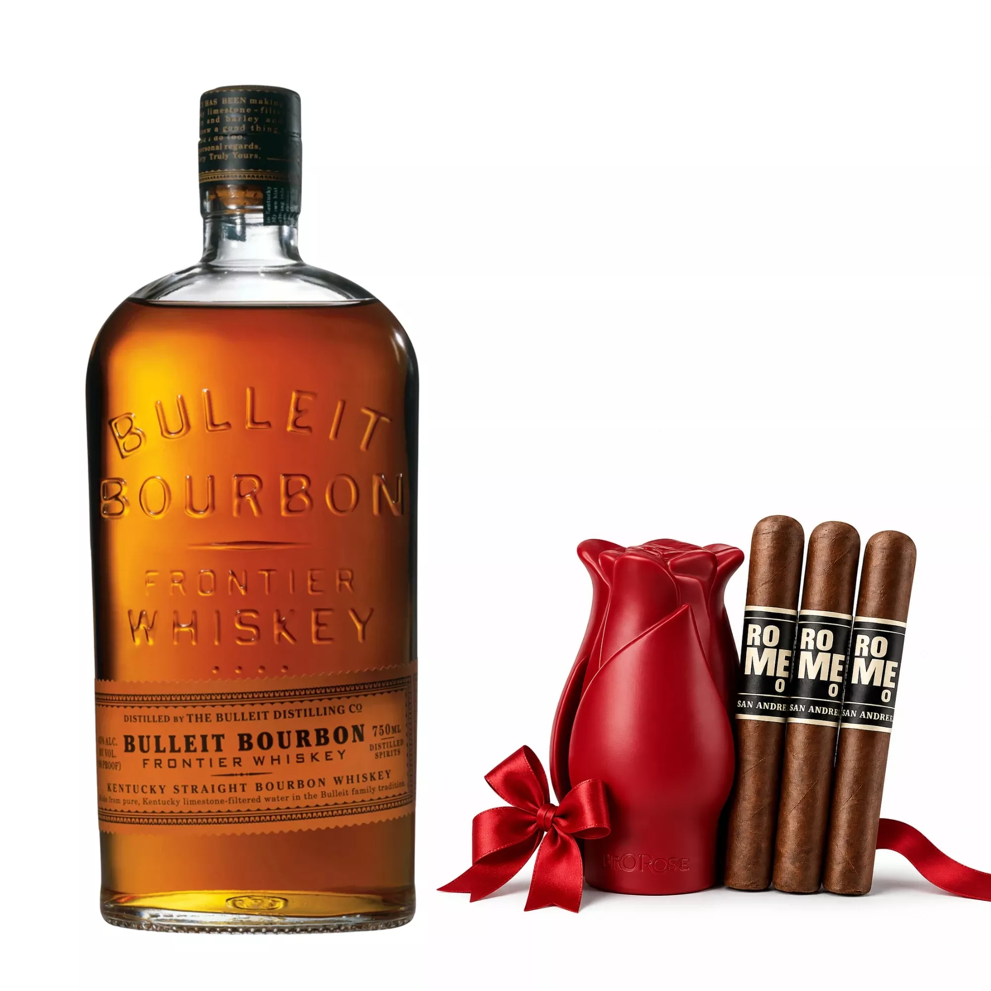 Bulleit Bourbon with Bro Rose & 3 Cigars Gift Set