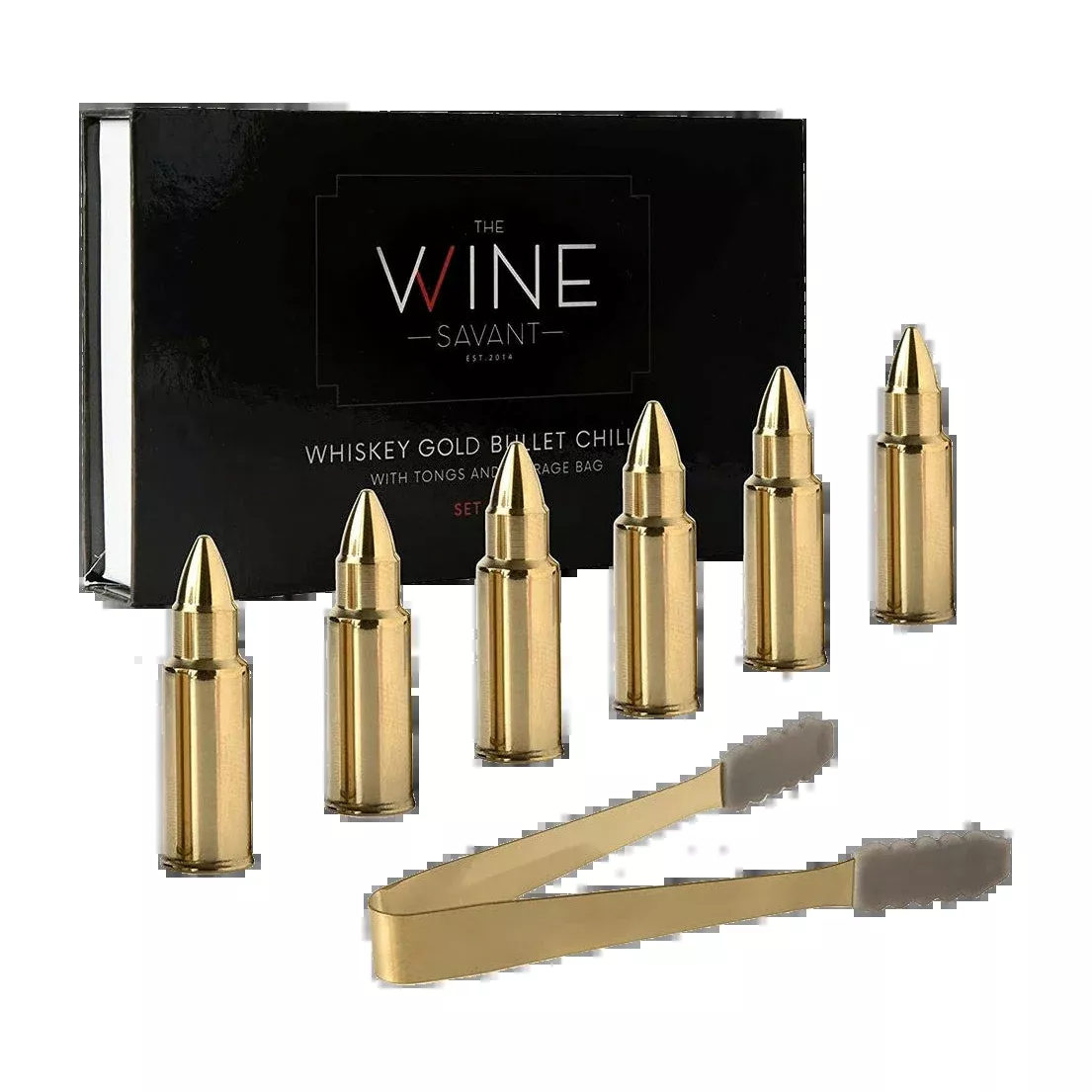 Bullet Whiskey Stones Gold Premium Barware Gift Elegant Drinkware Collection