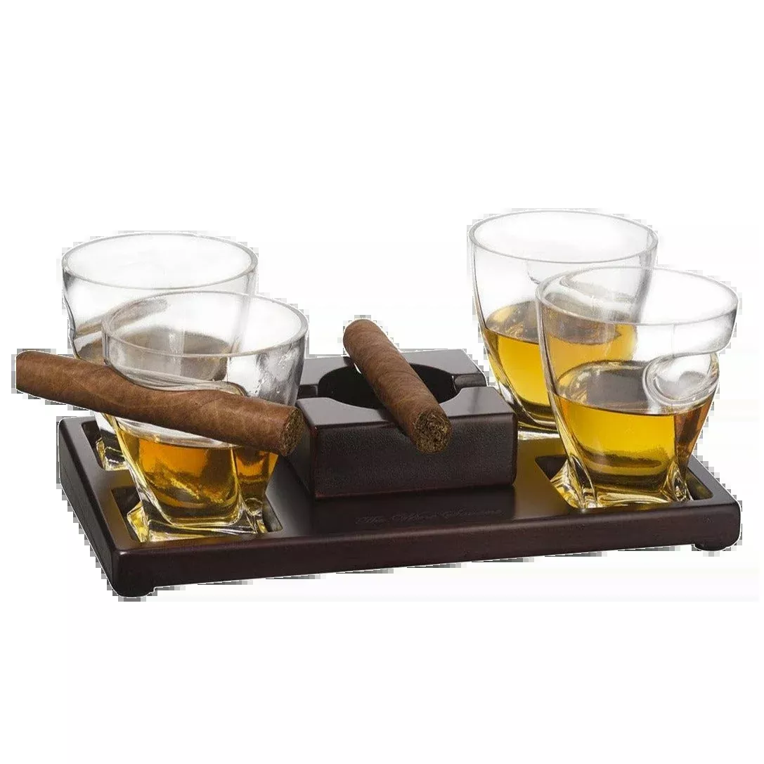 Cigar Holder Whiskey Glasses Premium Barware Gift Elegant Drinkware Collection