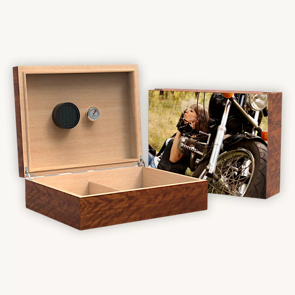 The Dalton Personalized Wood-Grain Photo Humidor