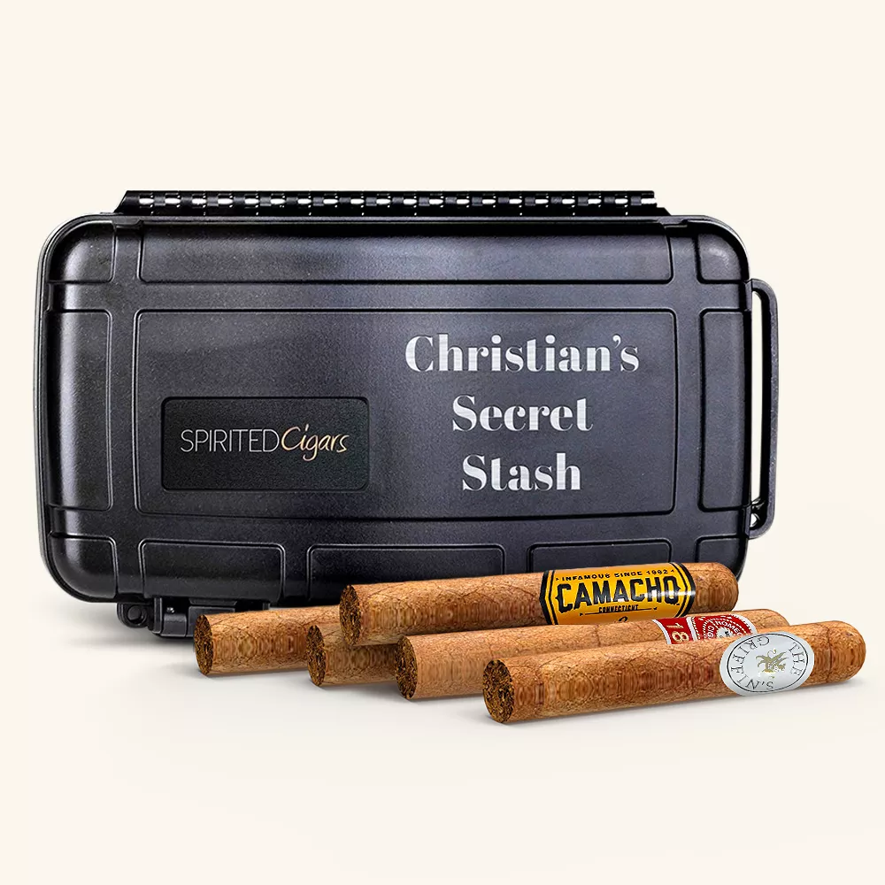 The Garcia Personalized Black Travel Humidor with 5 Cigars
