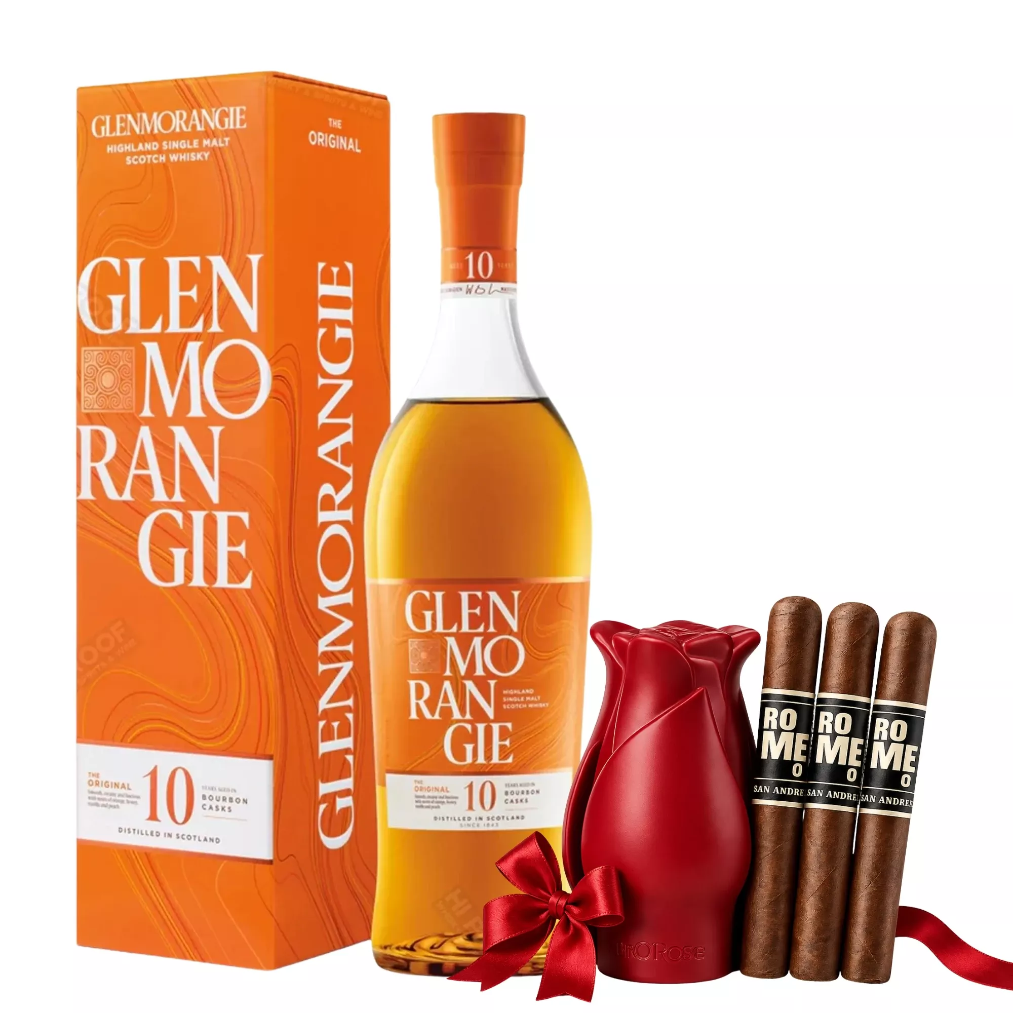 Glenmorangie 10 Year with Bro Rose & 3 Cigars Gift Set