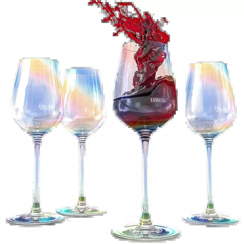 Iridescent Luster Large Radiance Wine Glasses Premium Barware Gift