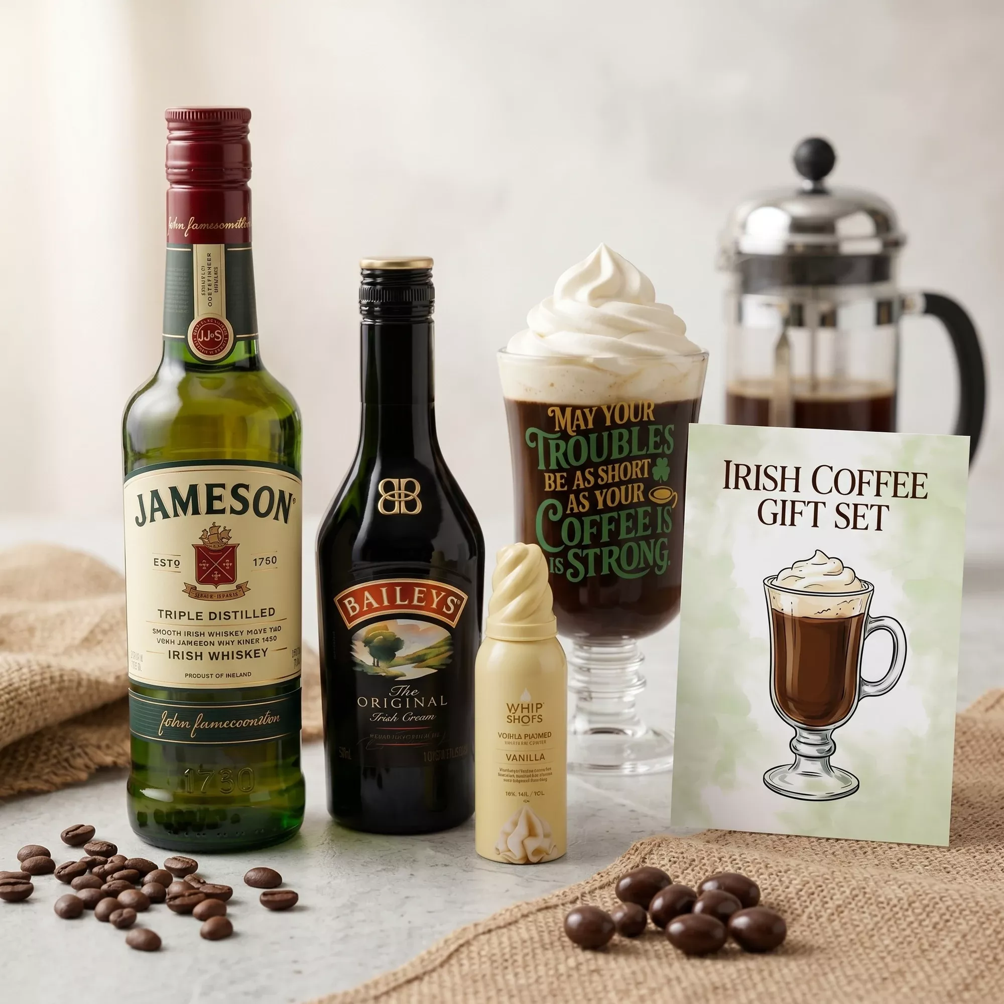 Irish Coffee Gift Set with Baileys & Jameson Whiskey