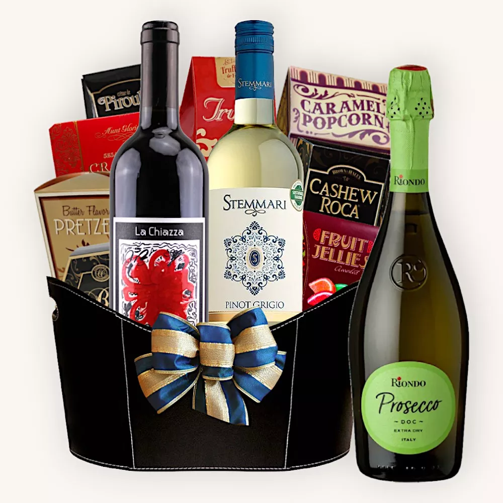 Italian Sparkling Prosecco Wine Gourmet Gift Basket