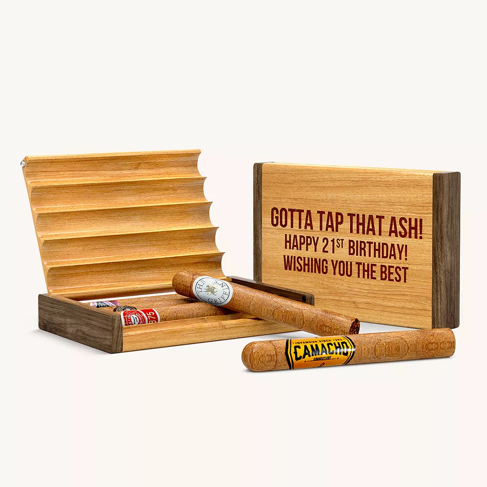 The Jaxon Engraved Wood Cigar Humidor with 5 Cigars