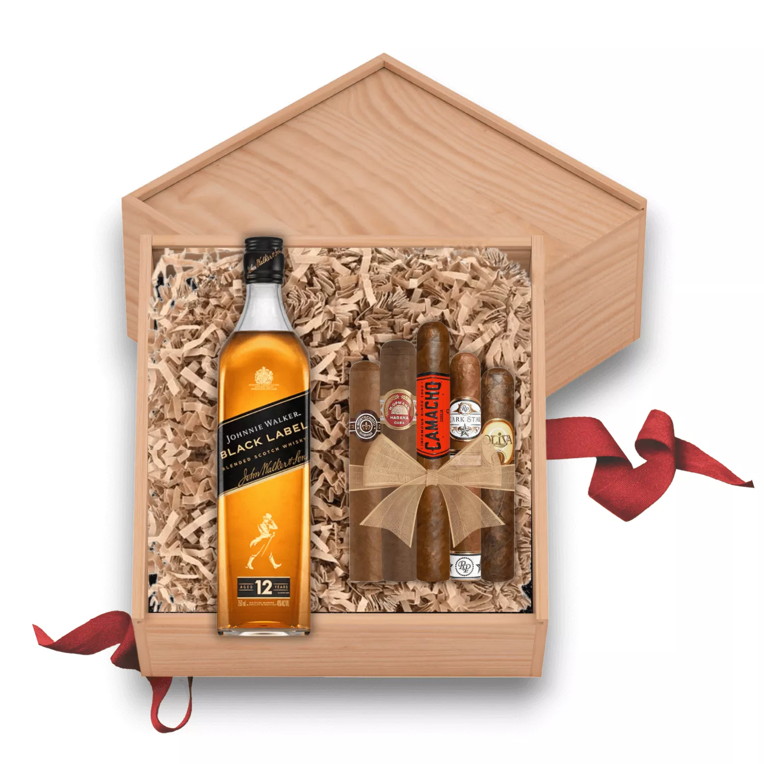 Johnnie Walker Black Label Scotch & Cigar Gift Set in Wood Box