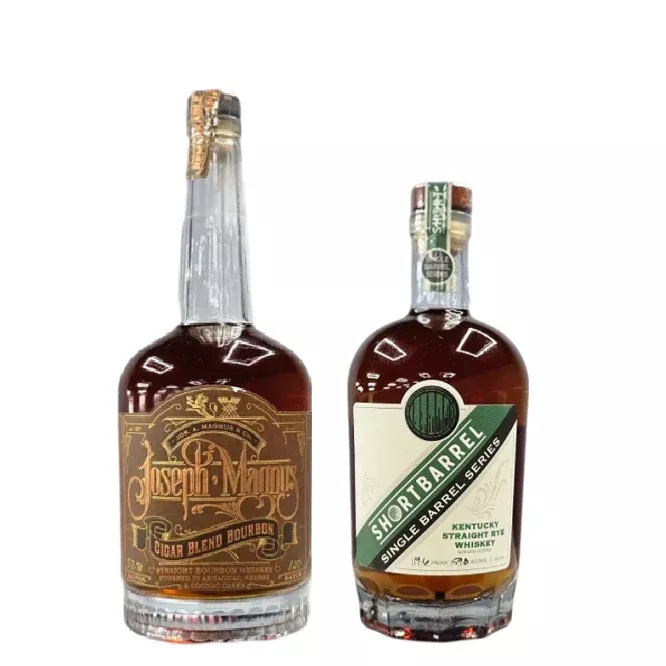 Joseph Magnus Cigar Blend+ Shortbarrel Single Barrel Straight Rye Bourbon Combo 750ML