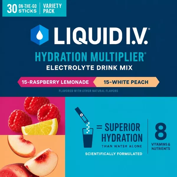Liquid IV Sugar Free White Peach/ Raspberry Lemonade Mix
