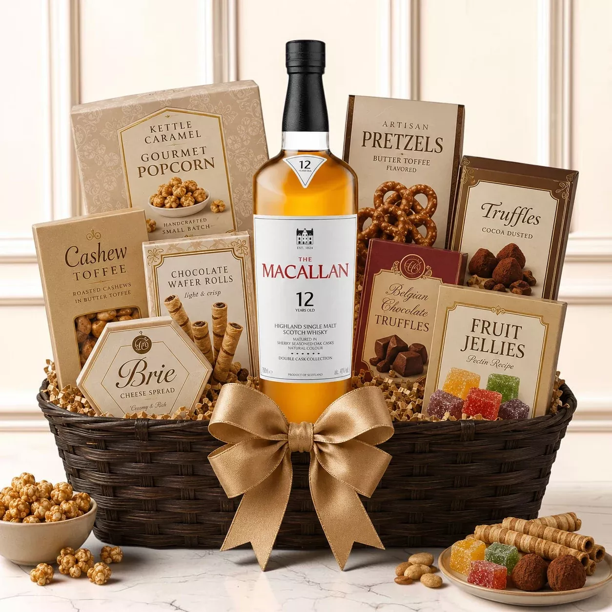 Macallan 12 Year Double Cask Single Malt Scotch Whisky Gift Basket