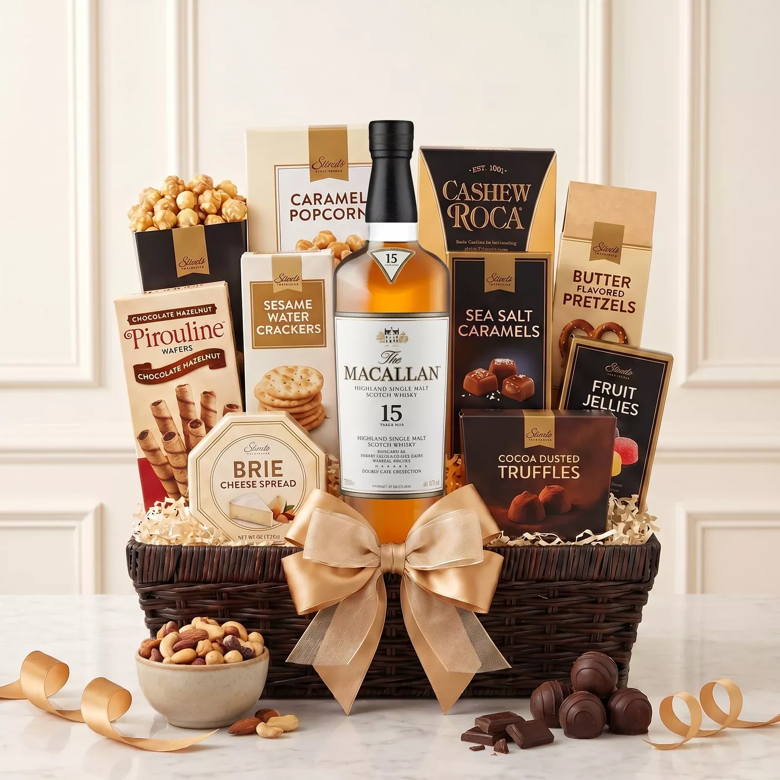 Macallan 15 Year Double Cask Single Malt Scotch Whisky Gift Basket