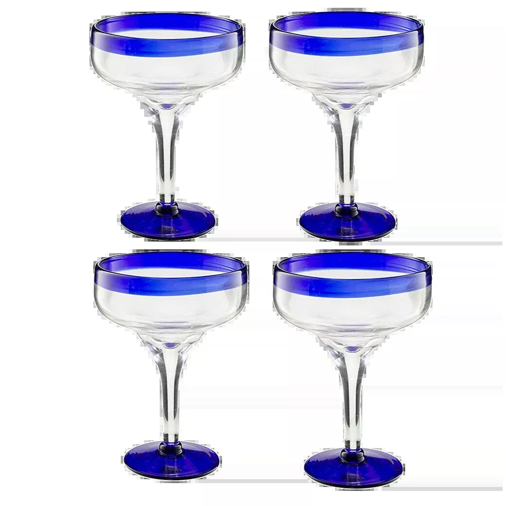 Mexican Hand Blown Margarita Glasses Premium Barware Gift Elegant Drinkware Collection