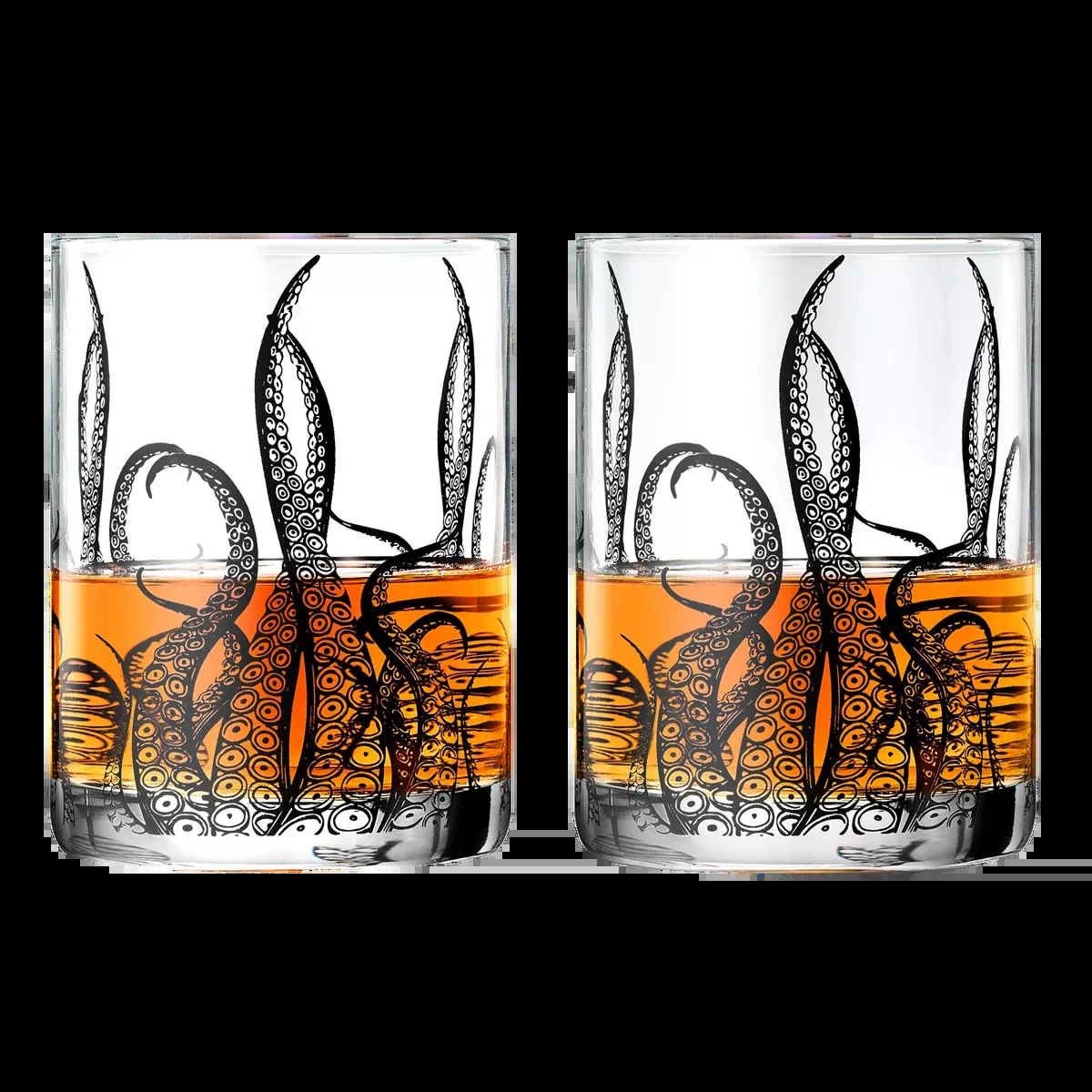 Octopus Tentacle Whiskey Glassware Set Of 2 9 Oz Handmade Craft Beer Cocktail Water Bar Rock Glass K