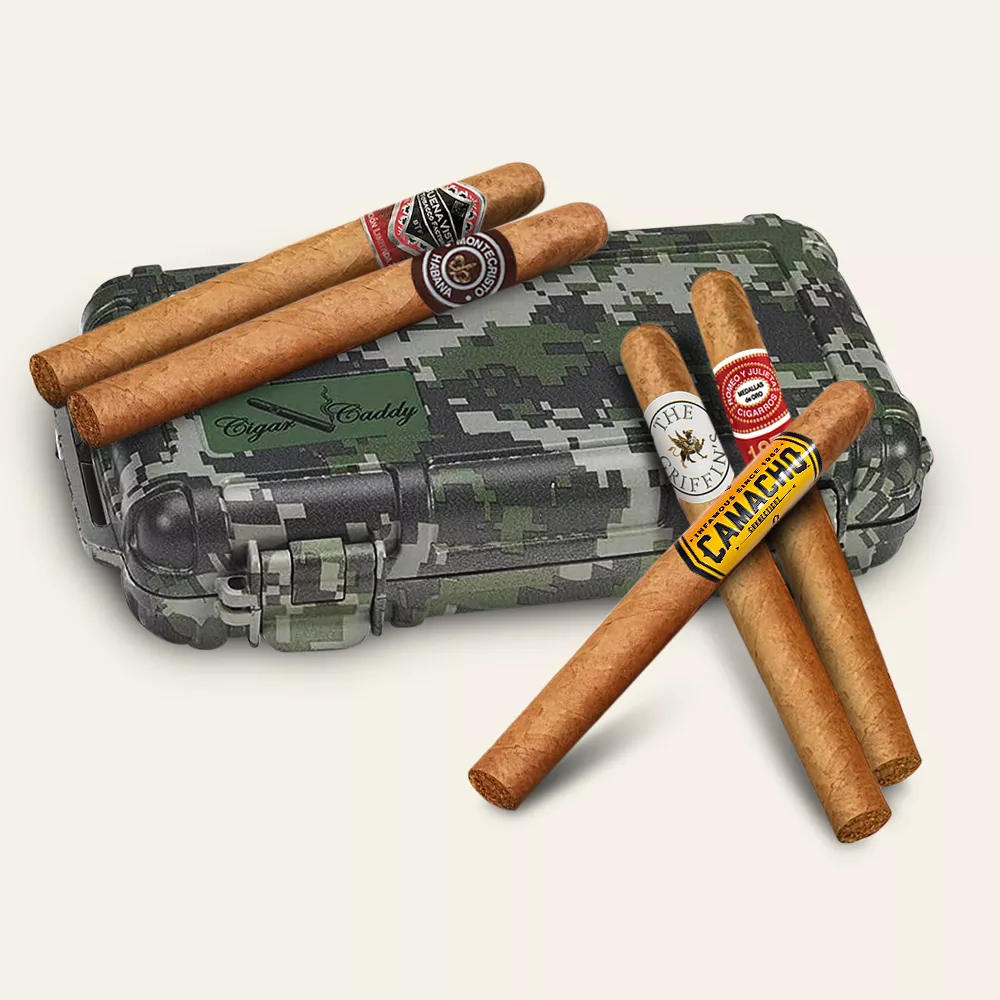 The Oscar Personalized Camo Travel Humidor with 5 Cigars