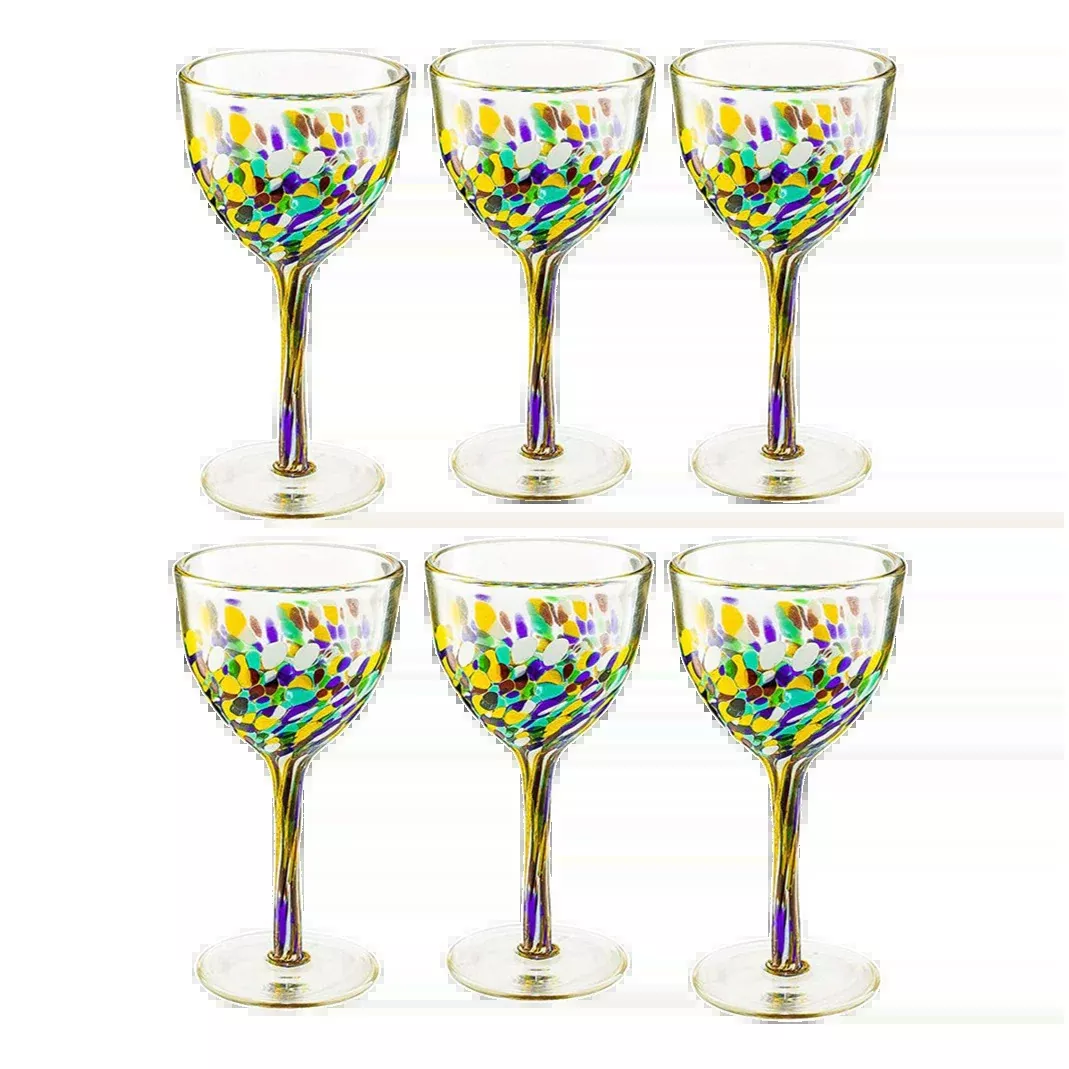 Pebble Confetti Mexican Luxury Hand Blown Wine Glasses Premium Barware Gift