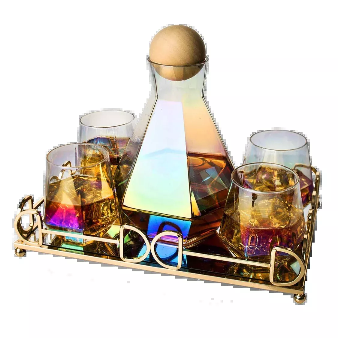 Rainbow Iridescent Wine Set Premium Barware Gift Elegant Drinkware Collection