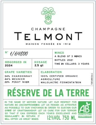 Telmont Reserve de la Terre Extra Brut Champagne NV