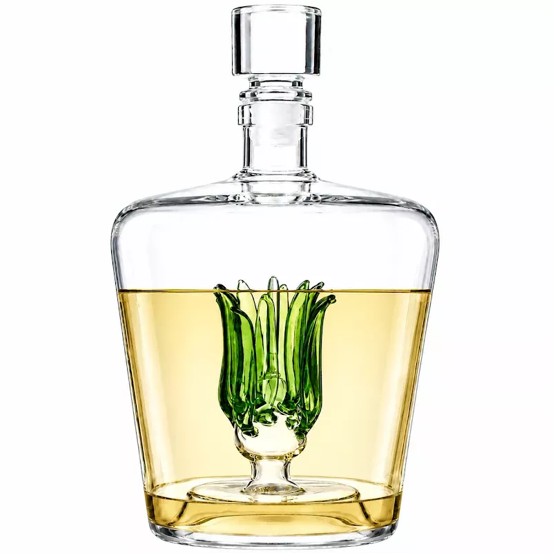 Tequila Decanter With Agave Plant Premium Barware Gift Elegant Drinkware Collection