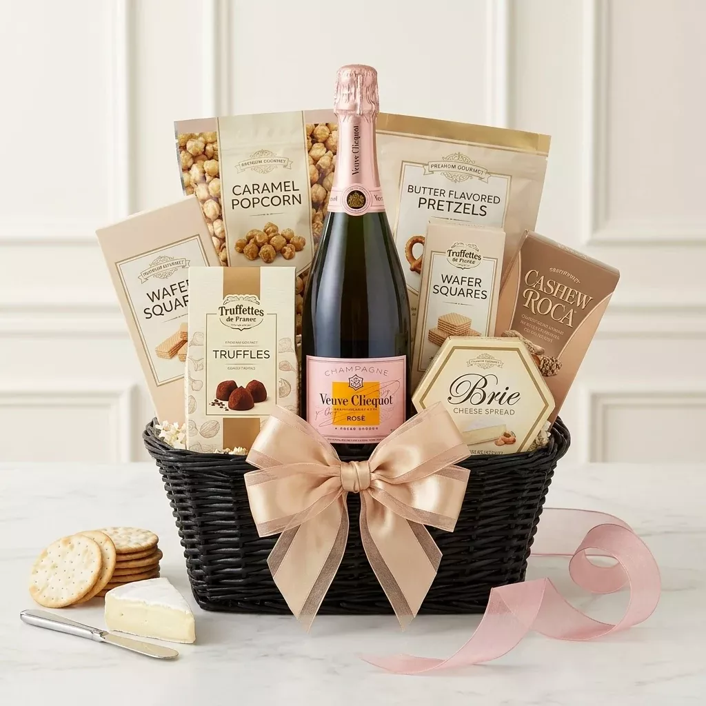 Veuve Clicquot Rose Champagne Gift Basket