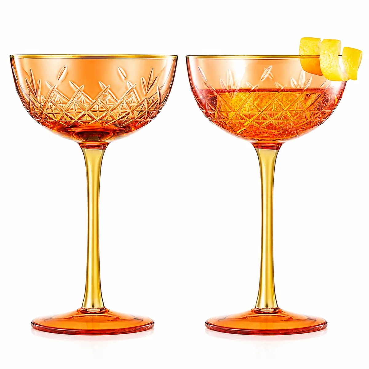 Vintage Art Deco Coupe For Champagne Martini Cocktails Set Of 2 7 Oz Classic Cocktail Glassware Manh