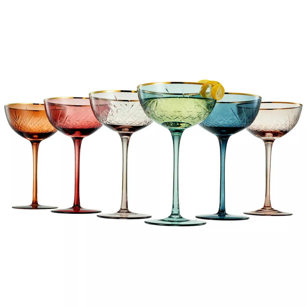 Vintage Art Deco Coupe For Champagne Martini Cocktails Set Of 6 7 Oz Classic Cocktail Glassware Manh