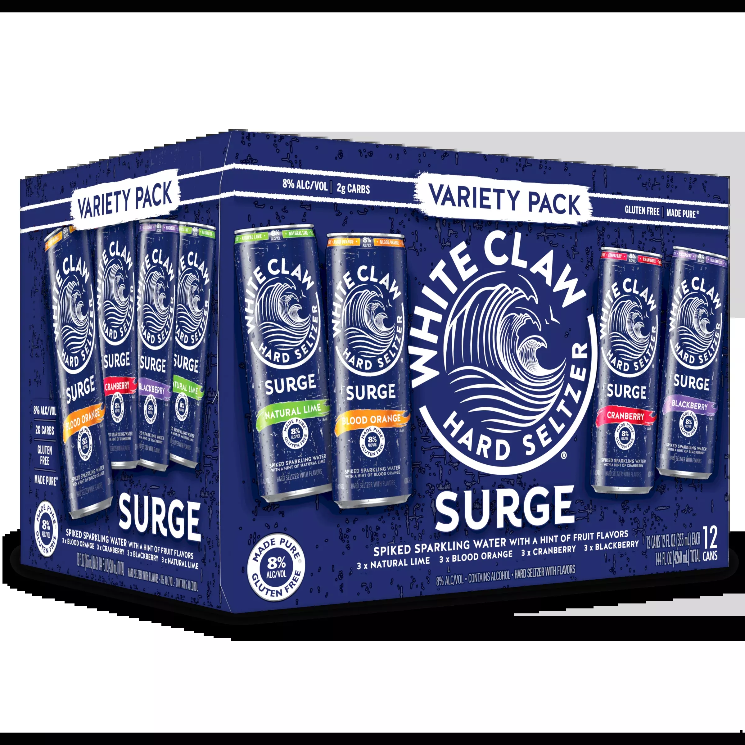White Claw Seltzer Surge Variety Pack 12oz 12 Pack Cans