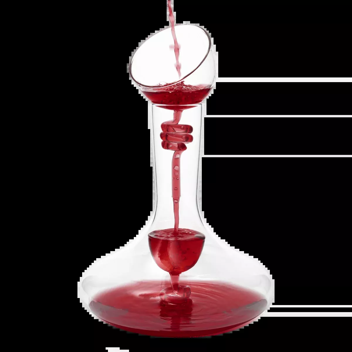 Wine Tower Decanting Aerator Set By 2 Aerating Parts Upper And Lower Aerators Piece