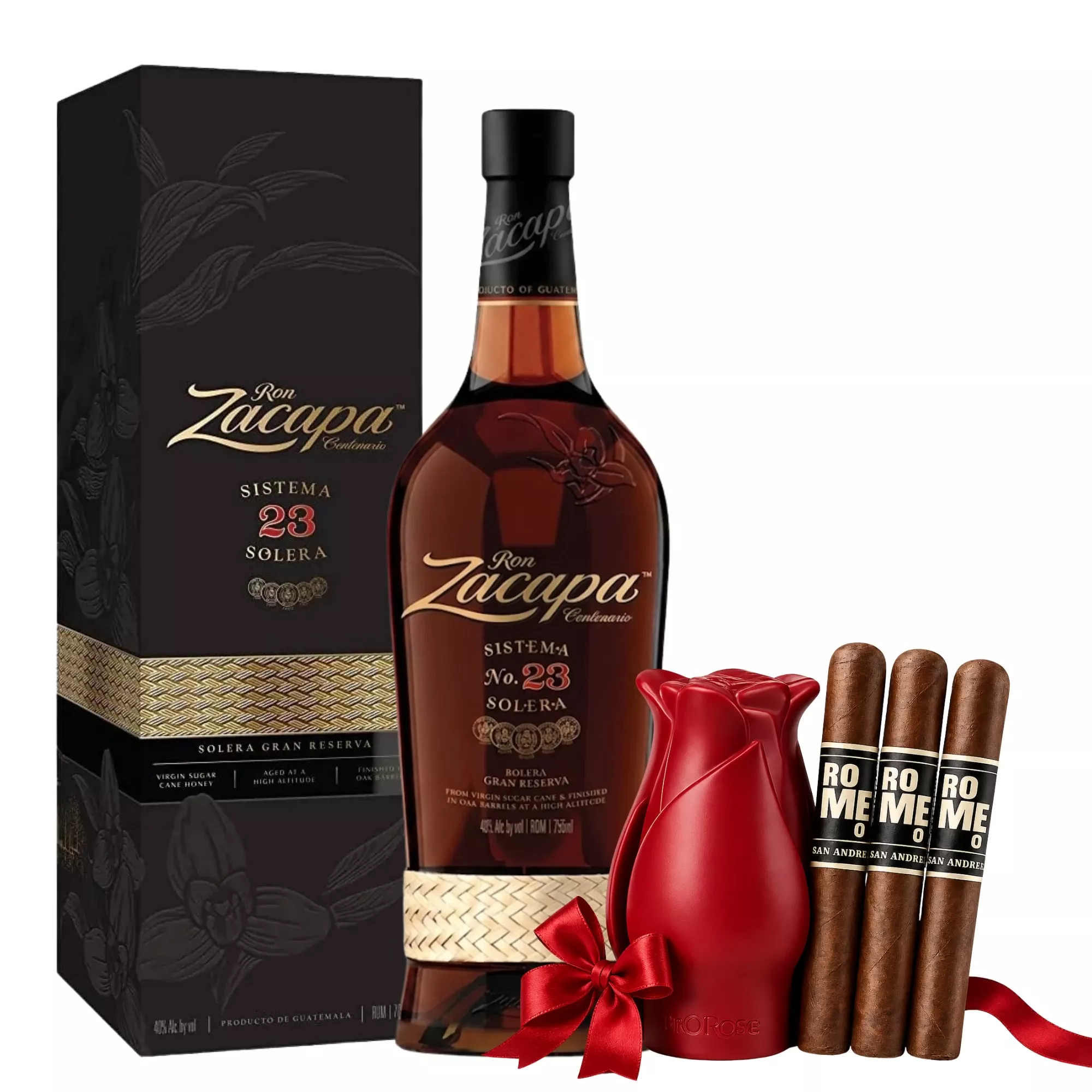 Zacapa 23 with Bro Rose & 3 Cigars Gift Set